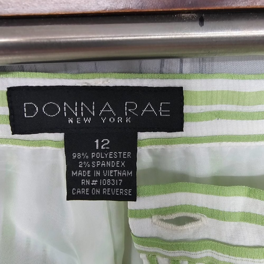 Donna Rae Pants Green Stripes Crop Cuff Casual Summer Straight 12 - Picture 11 of 14